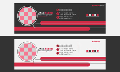 Modern Minimal creative professional corporate Email Signature Design Template in Rectangle size. 