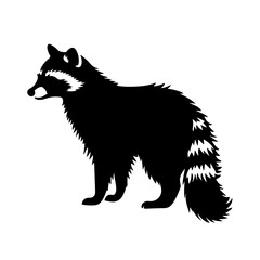 raccoon silhouette black white vector illustration