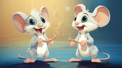  a couple of mice standing on top of a puddle of water.  generative ai