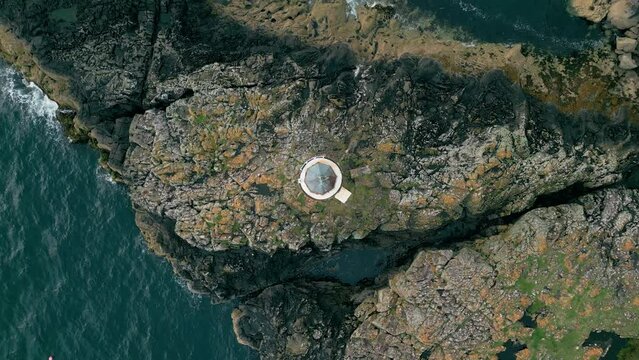 Isle of Bute, UK, July 2023, Rubh an Eun Lighthouse in Glencallum Bay