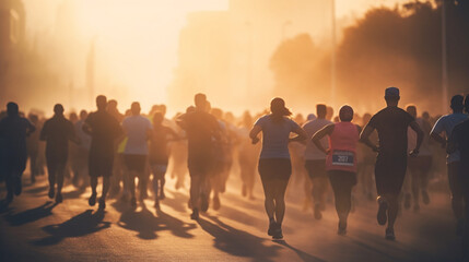 Runners participating in a charity run, united in their commitment to a cause, run, sport, with copy space