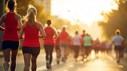 Runners participating in a charity run, united in their commitment to a cause, run, sport, with copy space