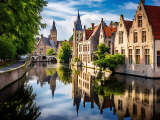 Fototapeta na wymiar europe small town with canal