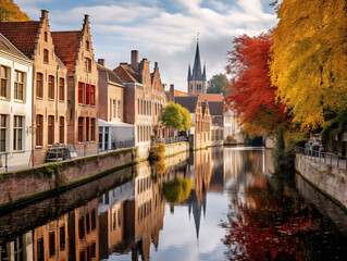 Fototapeta na wymiar europe small town with canal