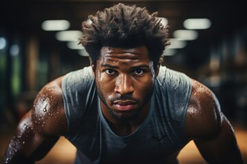 Muscular Man Powers Through Pushup