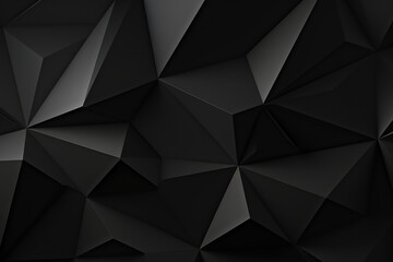 Black Polygonal Surface with Triangular Pyramids. Modern, Dark Background.