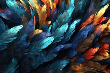Zelfklevend Fotobehang Beautiful abstract of colorful feathers, texture background, abstract feather background, feather pattern © Vilaysack