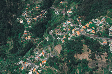 curvy road in green valley