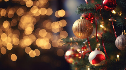 Fototapeta na wymiar christmas tree decorations and lights