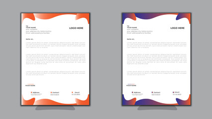 Creative business letterhead in abstract design.set to print with vector & illustration. corporate letterhead bundle.