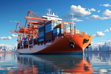 Fototapeta premium Cargo ship. Logistic shipping and transportation concept. Generative AI