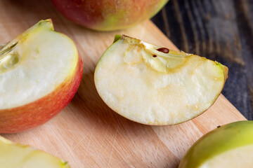 Sliced ripe apple of red color