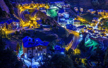 City scape from Andorrai n the night.