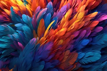 Keuken spatwand met foto Beautiful abstract of colorful feathers, texture background, abstract feather background, feather pattern © Vilaysack