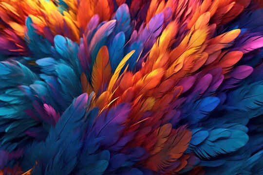 Beautiful abstract of colorful feathers, texture background, abstract feather background, feather pattern © Vilaysack