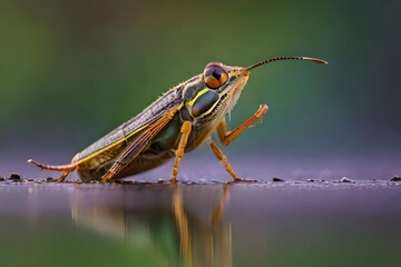 Fototapeta premium grasshopper on a leaf