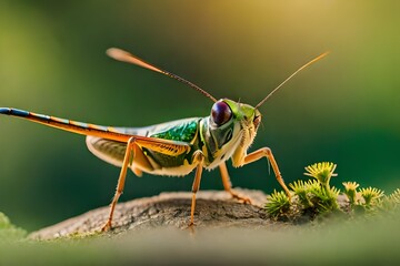 Fototapeta premium grasshopper on a leaf