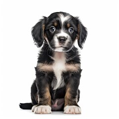 Cute Puppy on White Background, Generative AI Illustration