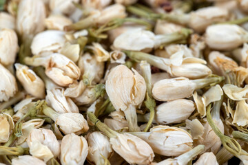 dried jasmine flowers and buds for adding to tea