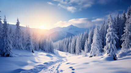 Winter mountain landscape. High rocky mountains.