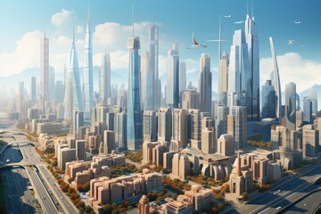Fototapeta na wymiar Metropolis city low polygon design. Generative AI