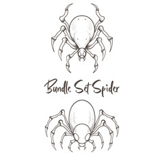 simple and minimalist design illustration, bundle set iof spider animal Halloween elements