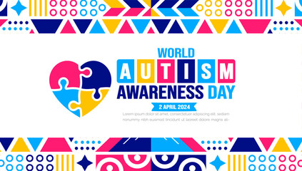 World autism awareness day background template celebrated in 2 April. use to background, banner, card, greeting card, poster, book cover, placard, photo frame, social media post banner template.
