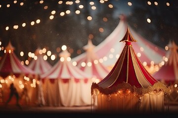Circus tent with floating balloons in the day background - Powered by Adobe