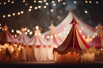 Papier Peint photo Lavable Camping Circus tent with floating balloons in the day background