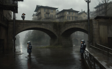 dark mystery cobbled street old city
