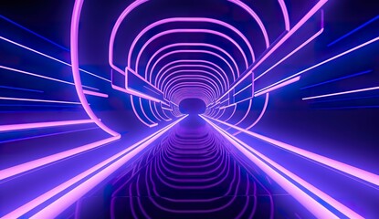 futuristic tunnel or wormhole, abstract cyber portal or vortex illustration, in style of purple, generative AI
