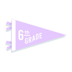 Back to school pennant flag. 6th grade. Vector illustration, flat design