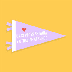 Back to school pennant flag set. Inspirational phrase in Spanish: 