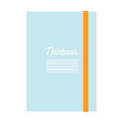 Notebook with elastic band. Back to school. Vector illustration, flat design