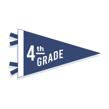 Back to school pennant flag. 4th grade. Vector illustration, flat design