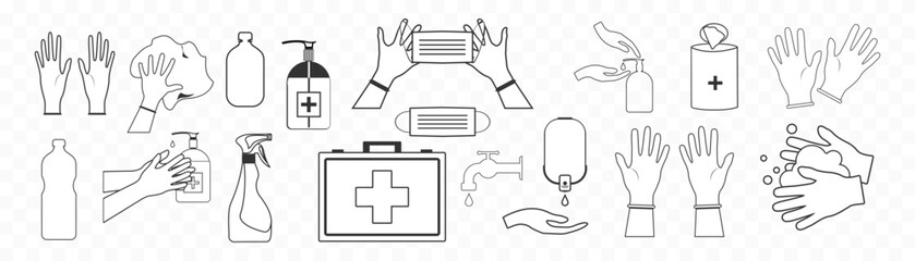 Hygienic set. wash hands icon. Vector.