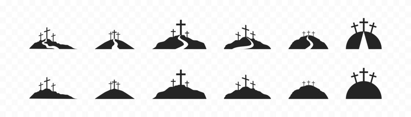 Cross symbol. Three crosses. Calvary. Vector.