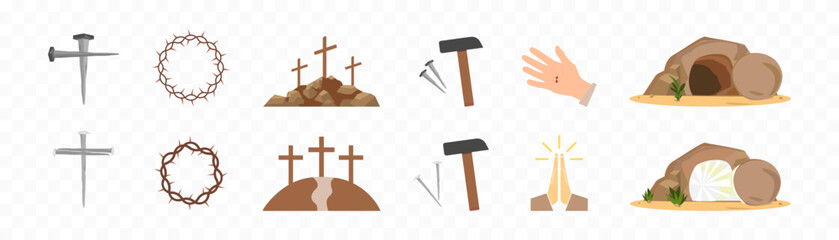 Risen icons set. Religion icons.