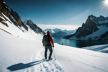 Fototapeta na wymiar A hiker or adventurer for scale and depth.