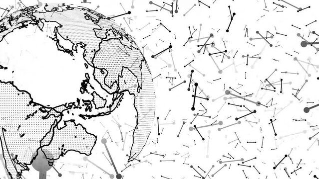Techy earth isolate on white. Black and white earth. Dot particle showing the Internet connectivity all over the world. perfect for video presentations.