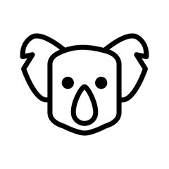 koala face icon in black line