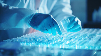 Scientist hands close-up nanomaterial nanotec nanotechnology conducting research