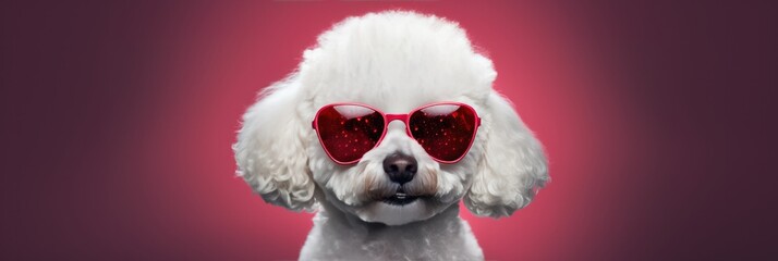 Bichon Frise Dog With Heart Shaped Sunglasses