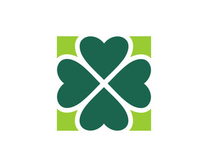 Love rotation forming a clover leaf vector logo
