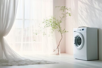 washing machine in the bathroom - obrazy, fototapety, plakaty