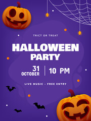 Halloween party poster design. Celebration invitation poster design. Holiday flyer, brochure, template background. Vector illustration