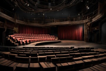 Render a contemporary and eclectic theater stage that transports audiences to diverse worlds and narratives with each performance.