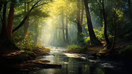 Fototapeta na wymiar forest and the river