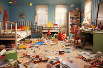 mess in the children's room.ai generative