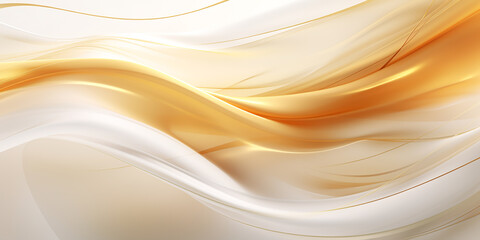 long golden lines on white smooth abstract silk background.ai generative